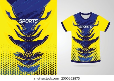 Tshirt mockup abstract grunge sport jersey design for football soccer, racing, esports, running, red blue color Vector Template EPS 10