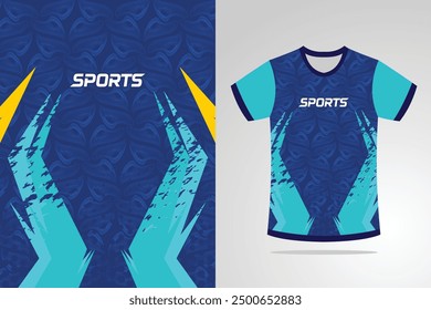 Tshirt mockup abstract grunge sport jersey design for football soccer, racing, esports, running, red blue color Vector Template EPS 10