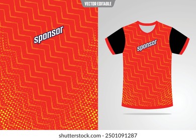 Tshirt mockup abstract grunge sport jersey design for football soccer, racing, esports, running, black orange color EPS 10