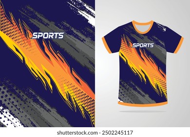 Tshirt mockup abstract grunge sport jersey design for football soccer, racing, esports, running, red blue color Vector Template EPS 10