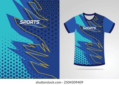 Tshirt mockup abstract grunge sport jersey design for football soccer, racing, esports, running, red blue color Vector Template EPS 10