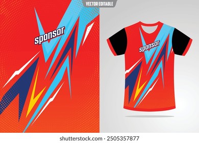 Tshirt mockup abstract grunge sport jersey design for football soccer, racing, esports, running, black orange color EPS 10