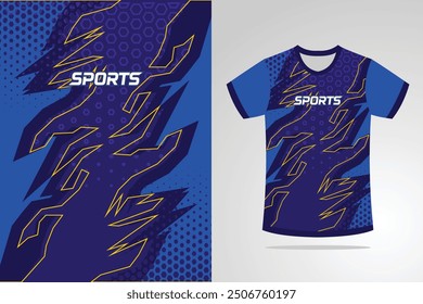 Tshirt mockup abstract grunge sport jersey design for football soccer, racing, esports, running, red blue color Vector Template EPS 10