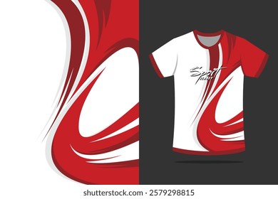 Tshirt mockup abstract grunge sport jersey design for soccer racing esports running red color