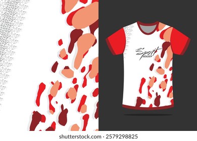 Tshirt mockup abstract grunge sport jersey design for soccer racing esports running red color