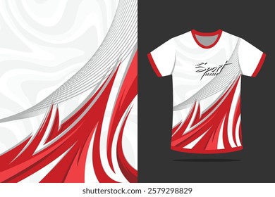 Tshirt mockup abstract grunge sport jersey design for soccer racing esports running red color