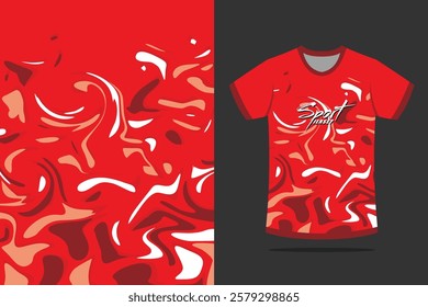 Tshirt mockup abstract grunge sport jersey design for soccer racing esports running red color