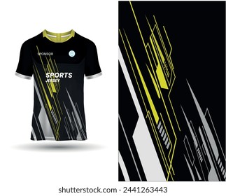 Tshirt mockup abstract grunge sports jersey design for football soccer, racing, esports, running, black and white color