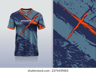 Tshirt mockup abstract grunge x sport jersey design for football soccer, racing, esports, running, red blue color