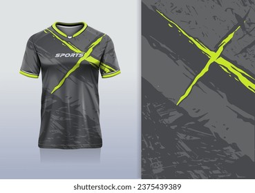 Tshirt mockup abstract grunge x sport jersey design for football soccer, racing, esports, running, yellow brown color