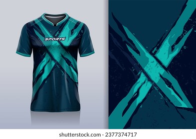 Tshirt mockup abstract grunge x sport jersey design for football soccer, racing, esports, running, green color