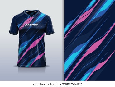 	
Tshirt mockup abstract line sport jersey design for soccer racing running blue pink color