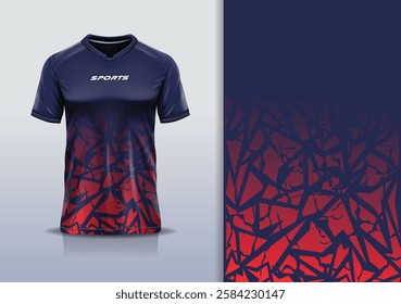 T-shirt mockup abstract pattern texture marble sport jersey design for football, soccer, racing, esports, running, in red blue color