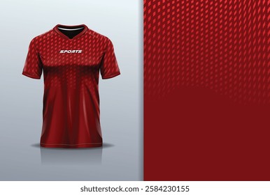 T-shirt mockup abstract pattern texture sport jersey design for football, soccer, racing, esports, running, in red color