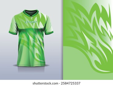 T-shirt mockup abstract  sport jersey design for football, soccer, racing, esports, running, in green color