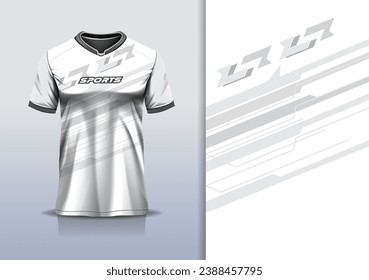 Tshirt mockup abstract stripe line sport jersey design for football soccer, racing, esports, running, white gray color