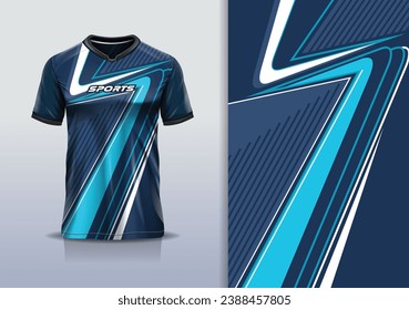  Tshirt mockup abstract stripe line sport jersey design for football soccer, racing, esports, running, blue color