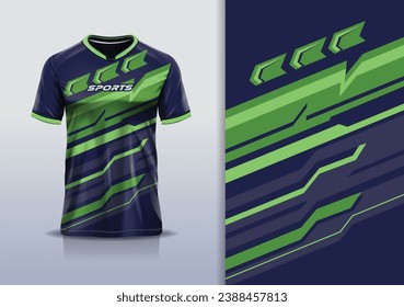 Tshirt mockup abstract stripe line sport jersey design for football soccer, racing, esports, running, green color