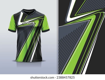 Tshirt mockup abstract stripe line sport jersey design for football soccer, racing, esports, running, green color