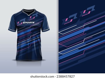  Tshirt mockup abstract stripe line sport jersey design for football soccer, racing, esports, running, blue color