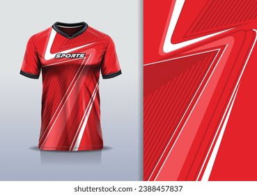 Tshirt mockup abstract stripe line sport jersey design for football soccer, racing, esports, running, red color