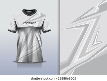 Tshirt mockup abstract stripe line sport jersey design for football soccer, racing, esports, running, white color