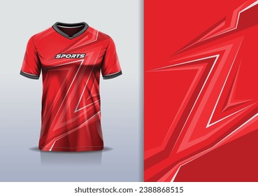 Tshirt mockup abstract stripe line sport jersey design for football soccer, racing, esports, running, red color