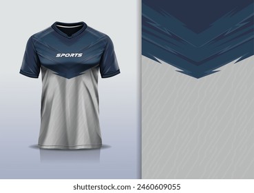 Maqueta de camiseta con diseño de jersey de línea de rayas abstractas para fútbol, fútbol, carreras, deportes electrónicos, correr, en color gris