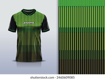 T-shirt mockup with abstract stripe line sport jersey design for football, soccer, racing, esports, running, in black green color