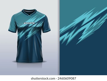 T-shirt mockup with abstract stripe line jersey design for football, soccer, racing, esports, running, in green color