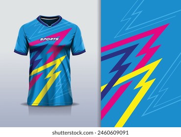 Tshirt mockup abstract stripe line grunge sport jersey design for football soccer, racing, esports, running, blue pink  color