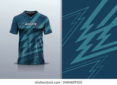 Tshirt mockup abstract stripe line sport jersey design for football soccer, racing, esports, running, blue white color