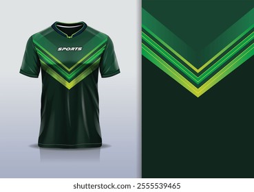 T-shirt mockup abstract stripe line jersey design for football, soccer, racing, esports, running, in green yellow color