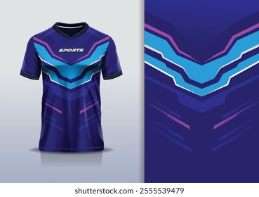 T-shirt mockup abstract stripe line jersey design for football, soccer, racing, esports, running, in blue pink color