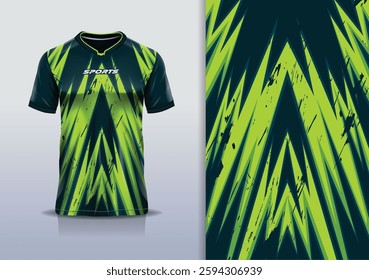 T-shirt mockup abstract stripe line jersey design for football, soccer, racing, esports, running, in green color