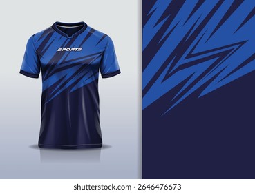 T-shirt mockup abstrata stripe linha jersey design para futebol, futebol, corrida, esportes, corrida, em cor azul