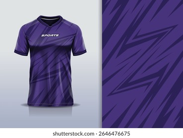 T-shirt mockup abstrata stripe linha jersey design para futebol, futebol, corrida, esportes, corrida, em cor roxa