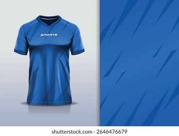 T-shirt mockup abstrata stripe linha jersey design para futebol, futebol, corrida, esportes, corrida, em cor azul