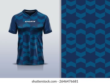 T-shirt mockup abstrata stripe linha jersey design para futebol, futebol, corrida, esportes, corrida, em cor azul