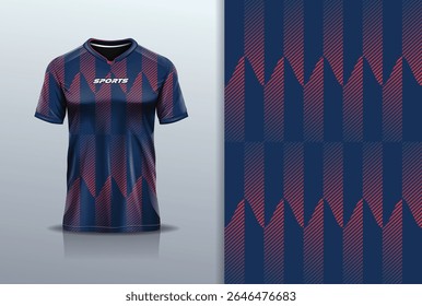 T-shirt mockup abstrata stripe linha jersey design para futebol, futebol, corrida, esportes, corrida, em cor vermelha marinha