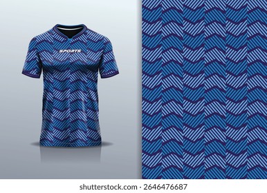 T-shirt mockup abstrata stripe linha jersey design para futebol, futebol, corrida, esportes, corrida, em cor azul