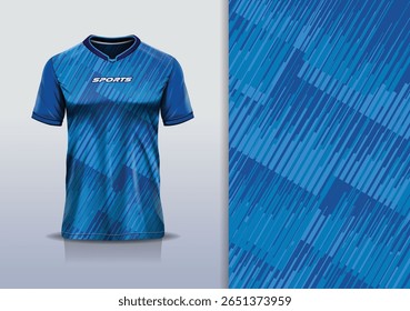 T-shirt mockup com abstrata linha de stripe design de camisa esporte para futebol, futebol, corrida, esportes, corrida, corrida, em cor azul
