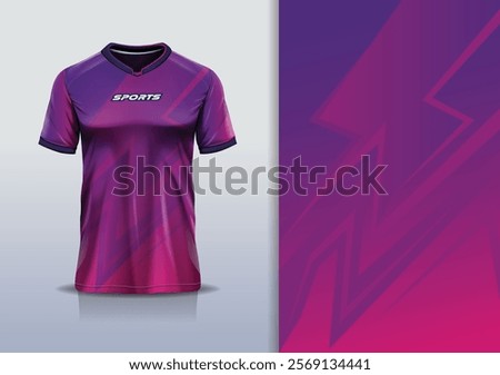 T-shirt mockup abstract stripe line jersey design for football, soccer, racing, esports, running, in purple blue  color