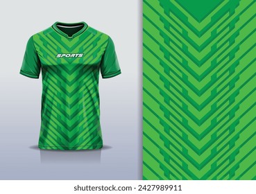 Modelo de la camiseta con el diseño abstracto del jersey del patrón de la raya para el fútbol, fútbol, carreras, deportes electrónicos, correr, en color verde	