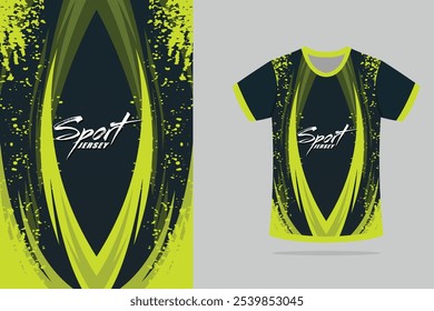 Tshirt mockup abstract stripe sport jersey design in Green and black color. EPS 10