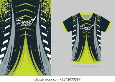 Tshirt mockup abstract stripe sport jersey design in Green and black color. EPS 10