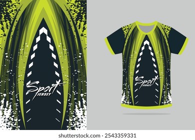 Tshirt mockup abstract stripe sport jersey design in Green and black color. EPS 10