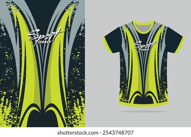 Tshirt mockup abstract stripe sport jersey design in Green and black color. EPS 10