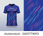 T-shirt mockup abstract texture grunge texture sport jersey design for football, soccer, racing, esports, running, in blue pink color