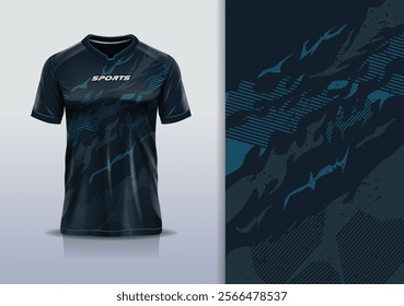 T-shirt mockup abstract texture grunge texture stripe line sport jersey design for football, soccer, racing, esports, running, in black color